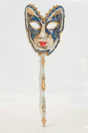 Maschera Veneziana con Manico Decorato